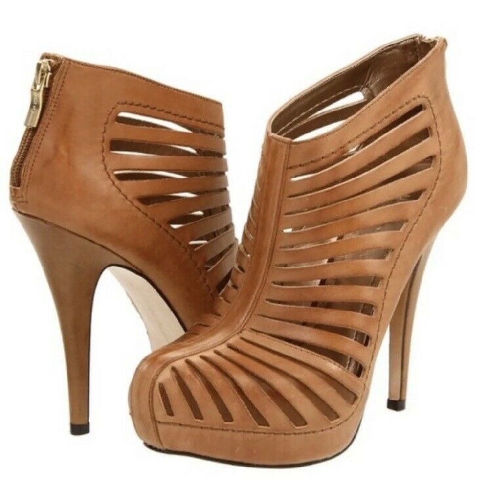 BCBGeneration  Eddah Tobacco Cage Booties Heels